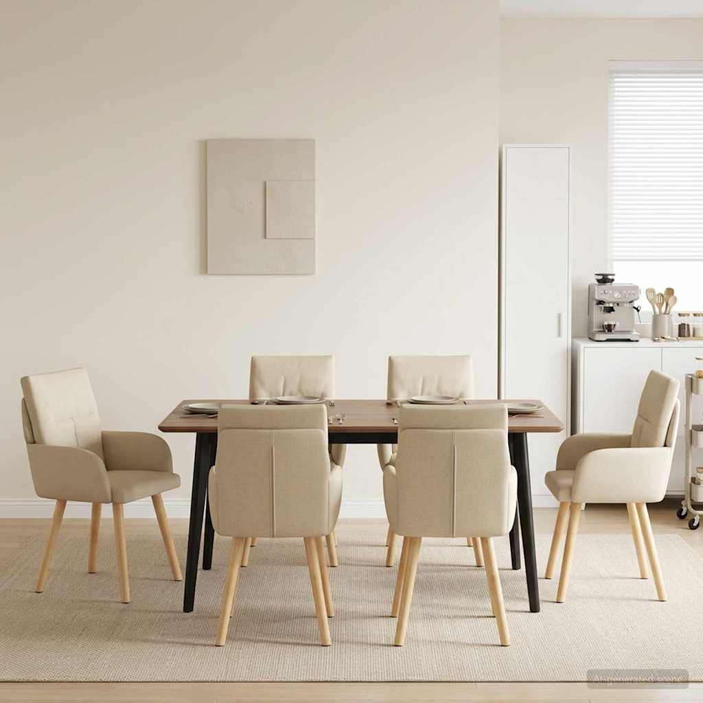 Eettafelstoelen 4 pcs Stof Crèmekleurig 60 x 56 x 96 cm is nu te koop bij PeponiXL, paradijselijk wonen!