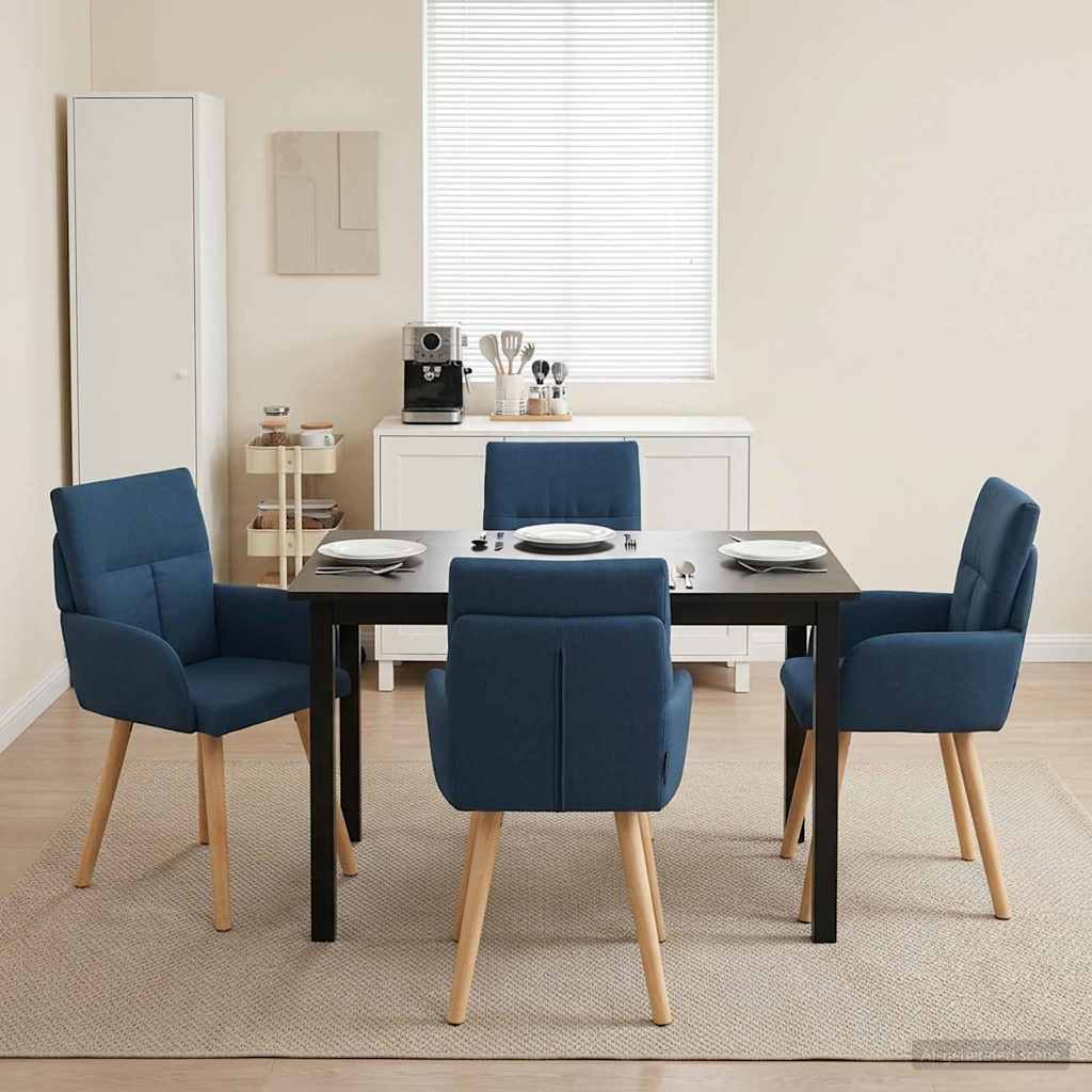 Eettafelstoelen 4 pcs Stof Blauw 60 x 56 x 96 cm is nu te koop bij PeponiXL, paradijselijk wonen!