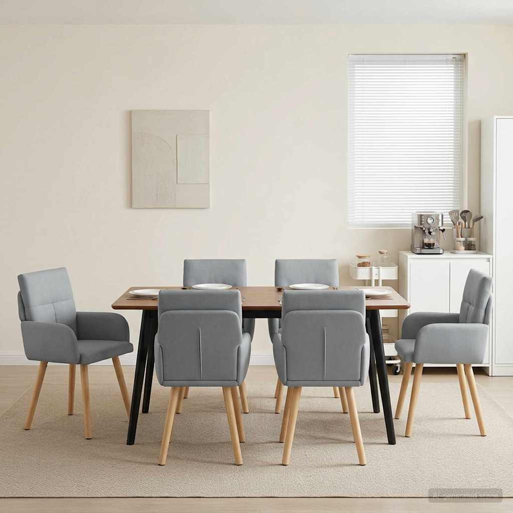 Eettafelstoelen 6 pcs Stof Lichtgrijs 60 x 56 x 96 cm is nu te koop bij PeponiXL, paradijselijk wonen!