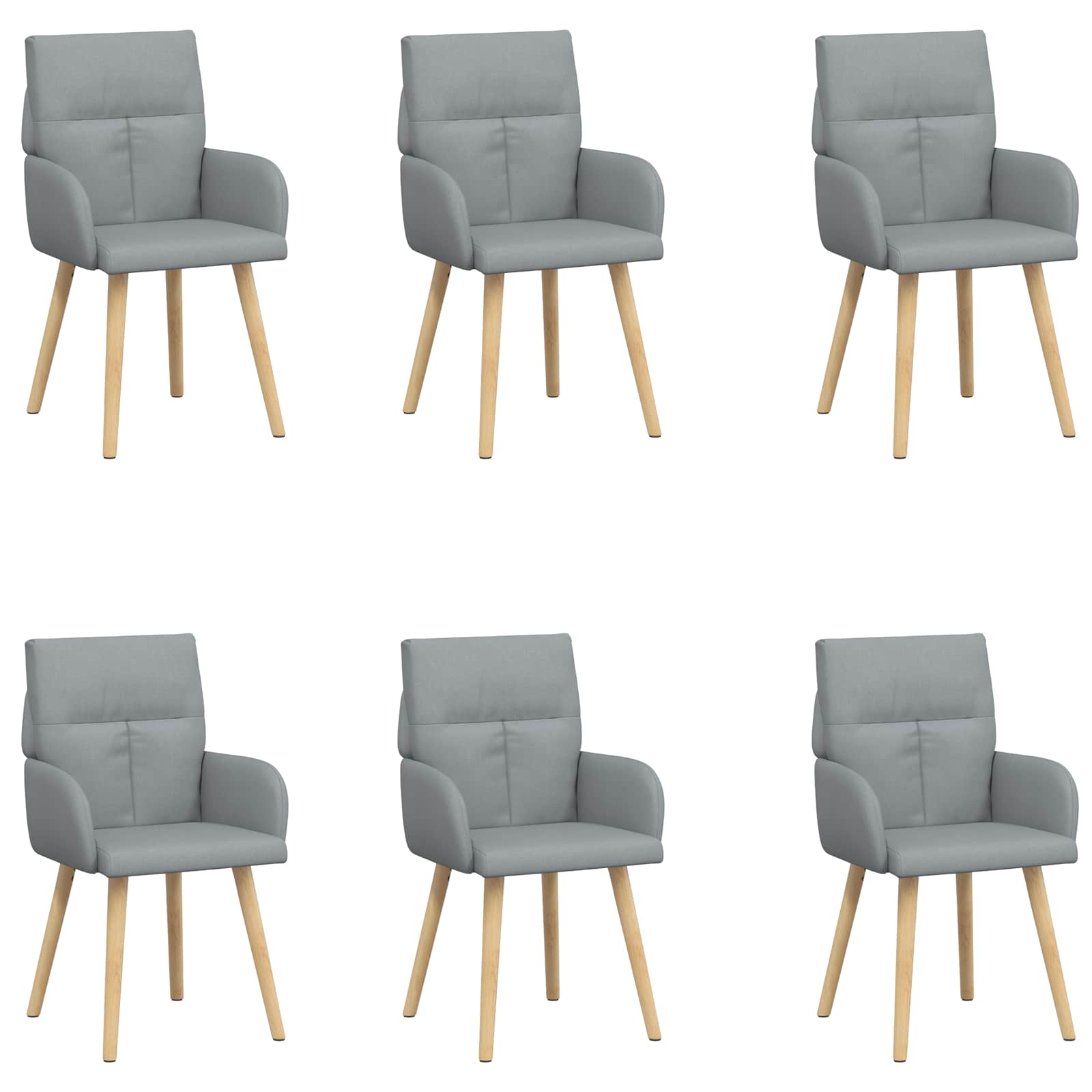 Eettafelstoelen 6 pcs Stof Lichtgrijs 60 x 56 x 96 cm is nu te koop bij PeponiXL, paradijselijk wonen!