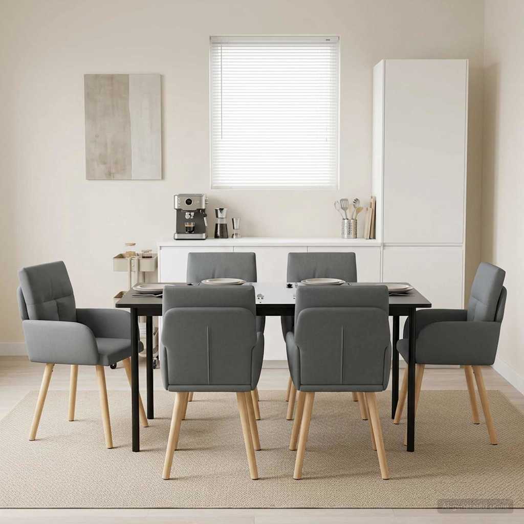 Eettafelstoelen 6 pcs Stof Donkergrijs 60 x 56 x 96 cm is nu te koop bij PeponiXL, paradijselijk wonen!