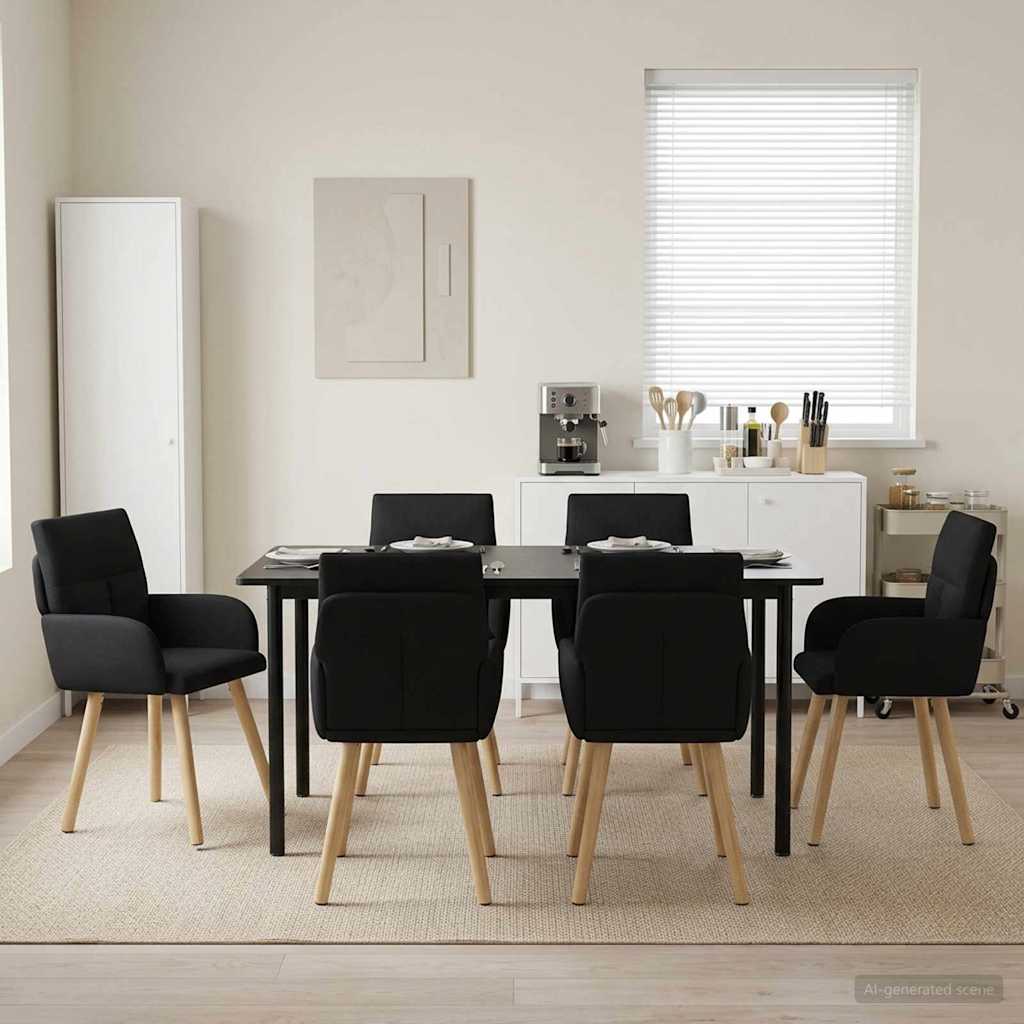 Eettafelstoelen 6 pcs Stof Zwart 60 x 56 x 96 cm is nu te koop bij PeponiXL, paradijselijk wonen!