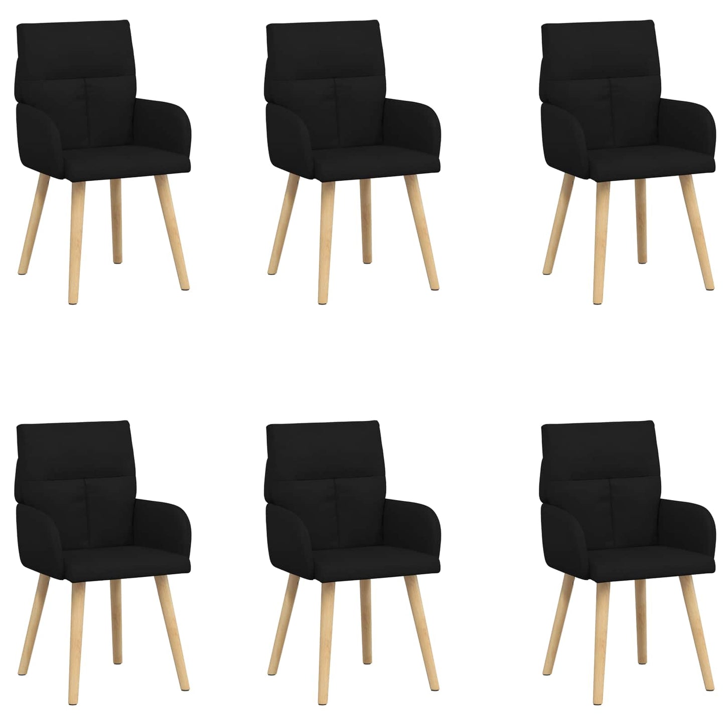 Eettafelstoelen 6 pcs Stof Zwart 60 x 56 x 96 cm is nu te koop bij PeponiXL, paradijselijk wonen!