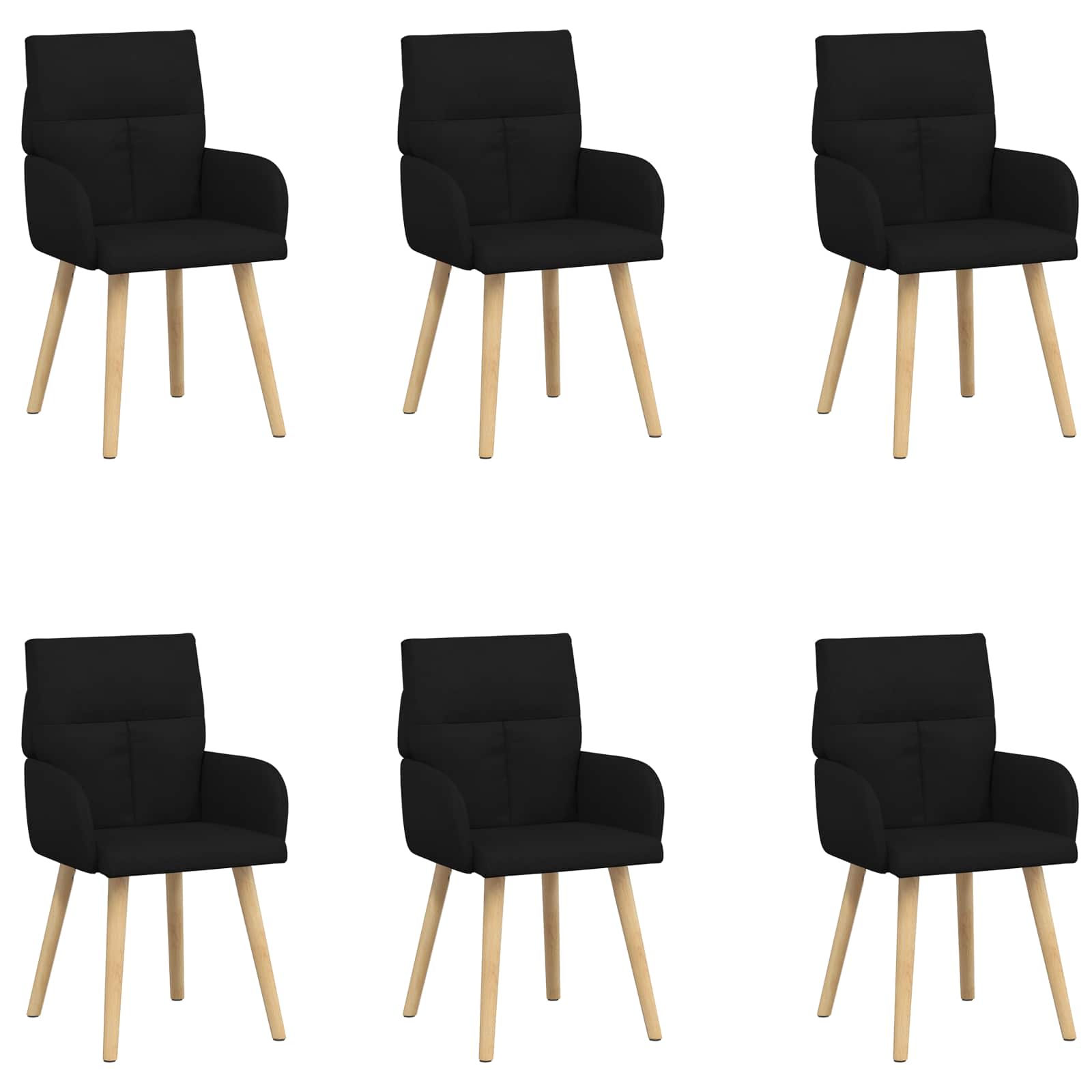 Eettafelstoelen 6 pcs Stof Zwart 60 x 56 x 96 cm is nu te koop bij PeponiXL, paradijselijk wonen!