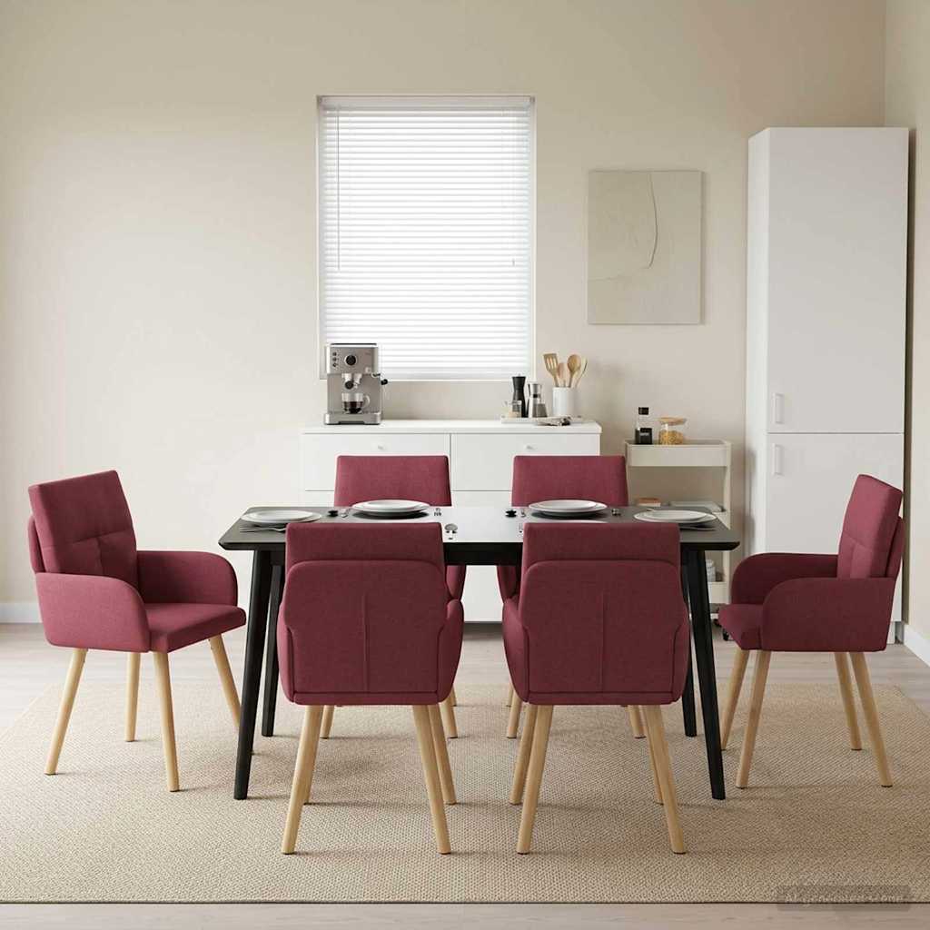 Eettafelstoelen 6 pcs Stof Wijnrood 60 x 56 x 96 cm is nu te koop bij PeponiXL, paradijselijk wonen!