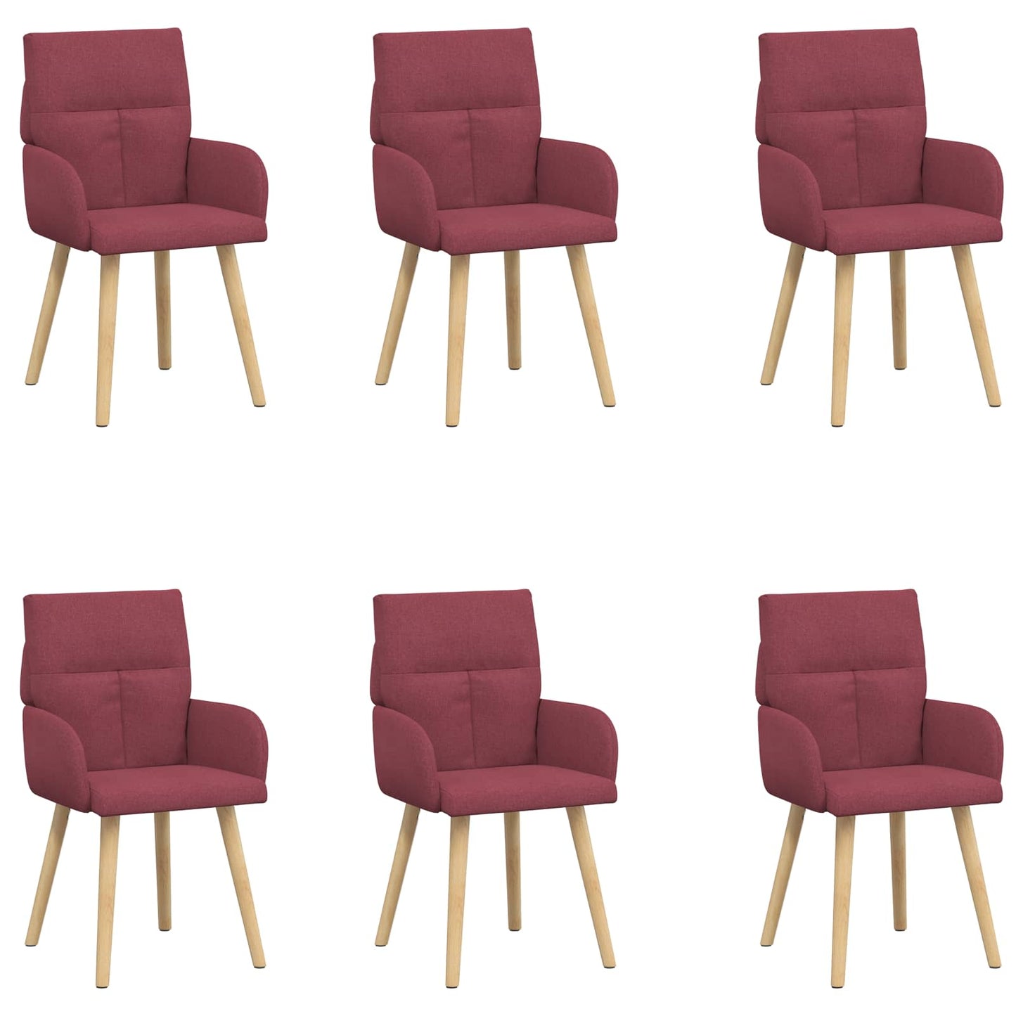 Eettafelstoelen 6 pcs Stof Wijnrood 60 x 56 x 96 cm is nu te koop bij PeponiXL, paradijselijk wonen!
