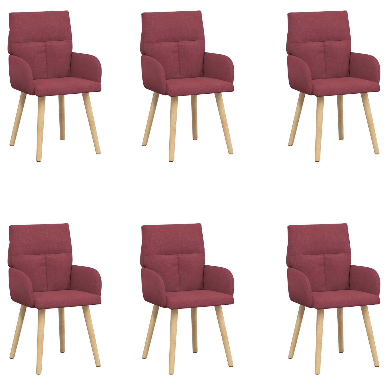 Eettafelstoelen 6 pcs Stof Wijnrood 60 x 56 x 96 cm is nu te koop bij PeponiXL, paradijselijk wonen!