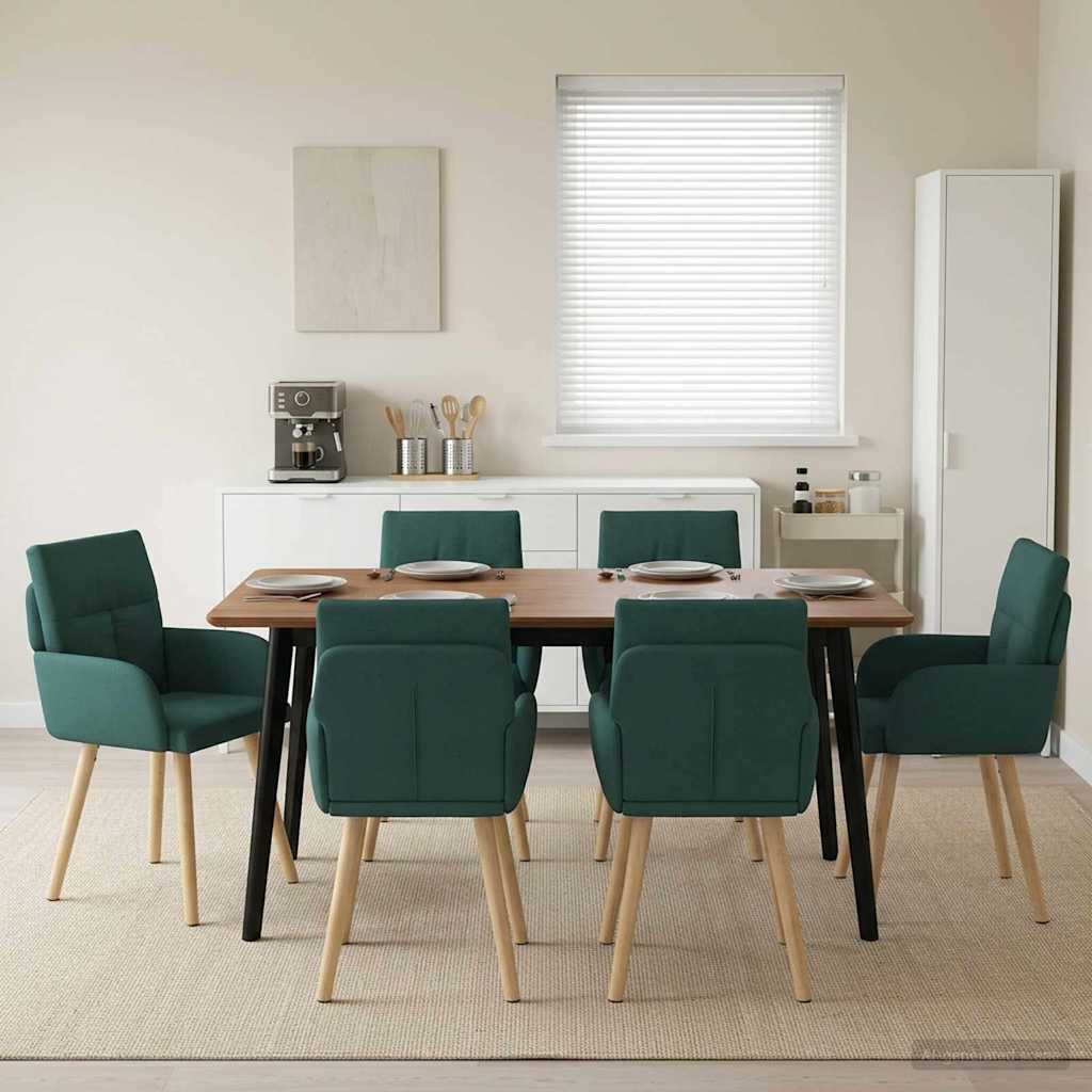 Eettafelstoelen 6 pcs Stof Donkergroen 60 x 56 x 96 cm is nu te koop bij PeponiXL, paradijselijk wonen!