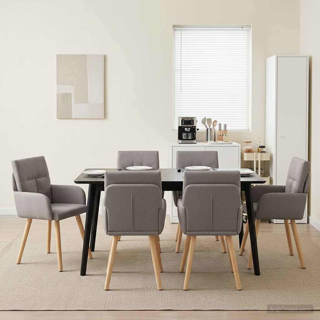 Eettafelstoelen 6 pcs Stof Taupe 60 x 56 x 96 cm is nu te koop bij PeponiXL, paradijselijk wonen!