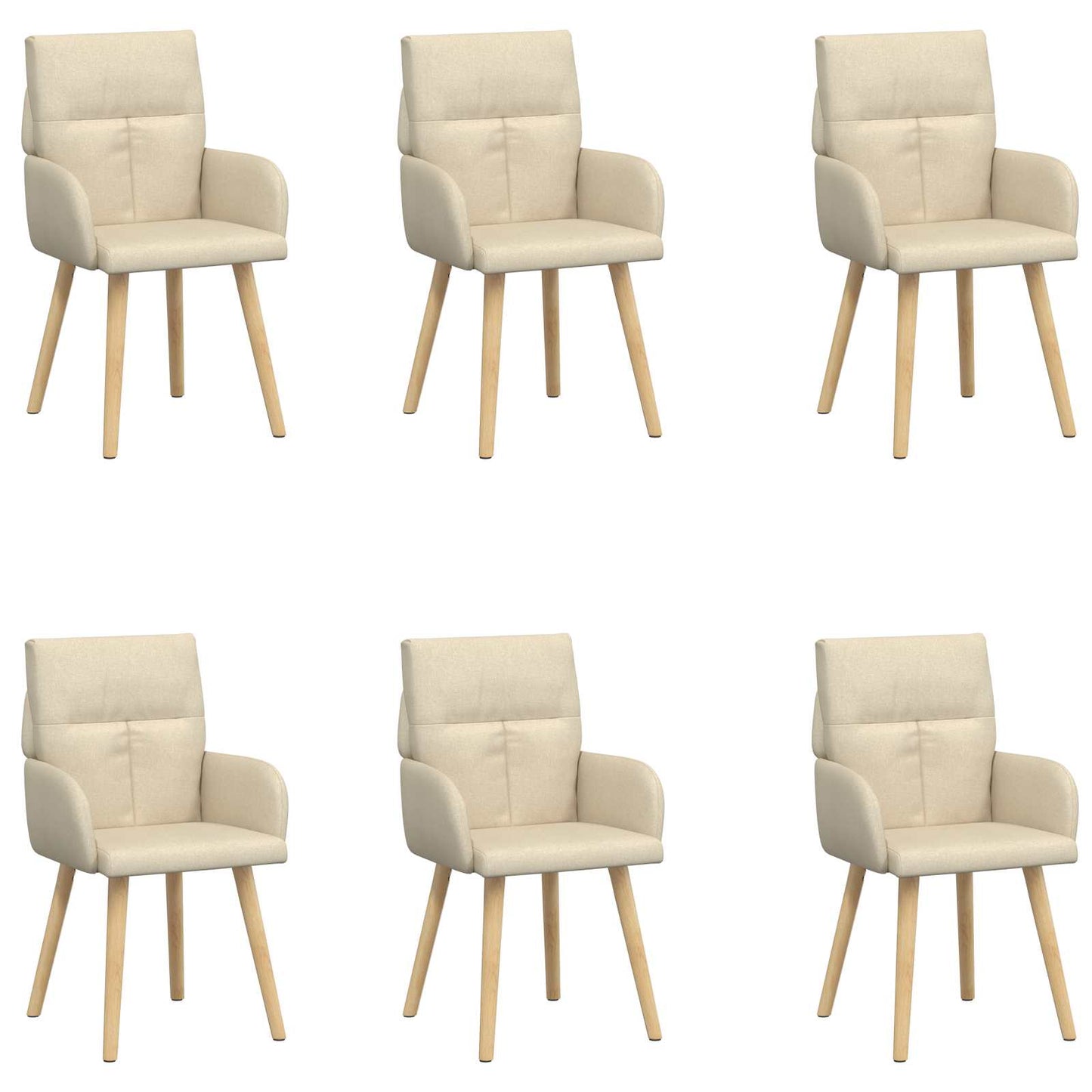 Eettafelstoelen 6 pcs Stof Crèmekleurig 60 x 56 x 96 cm is nu te koop bij PeponiXL, paradijselijk wonen!