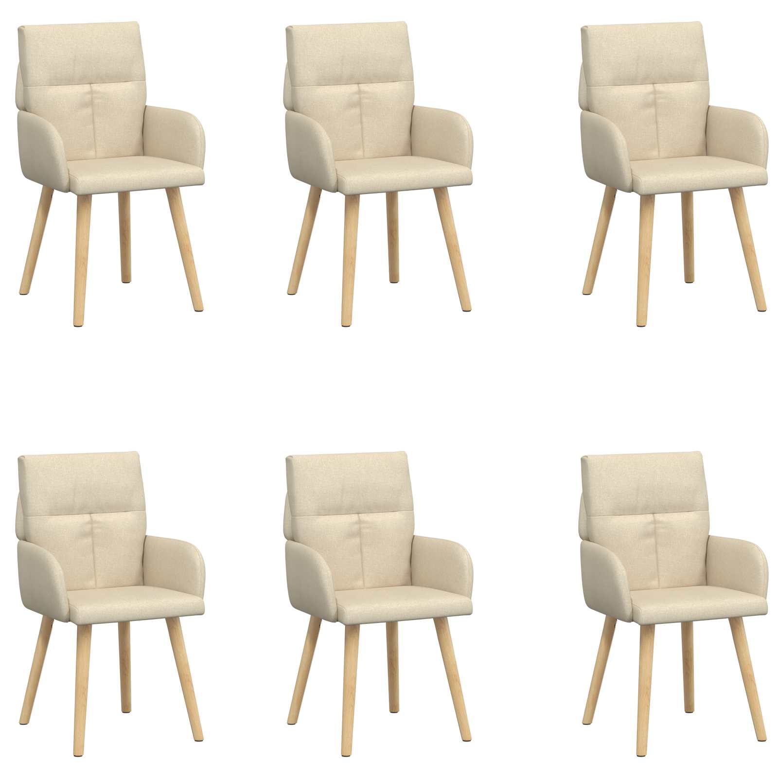 Eettafelstoelen 6 pcs Stof Crèmekleurig 60 x 56 x 96 cm is nu te koop bij PeponiXL, paradijselijk wonen!