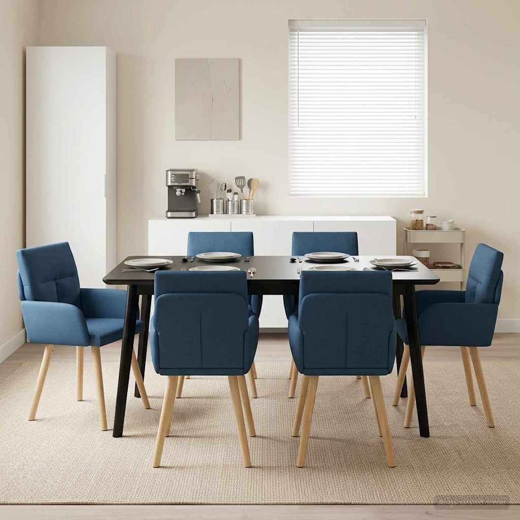 Eettafelstoelen 6 pcs Stof Blauw 60 x 56 x 96 cm is nu te koop bij PeponiXL, paradijselijk wonen!