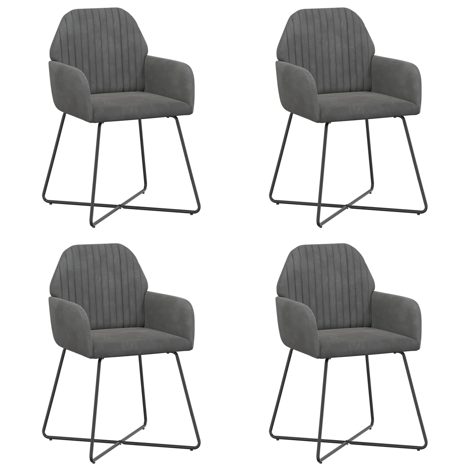Eettafelstoelen 4 pcs fluweel Donkergrijs 55 x 50 x 84 cm is nu te koop bij PeponiXL, paradijselijk wonen!