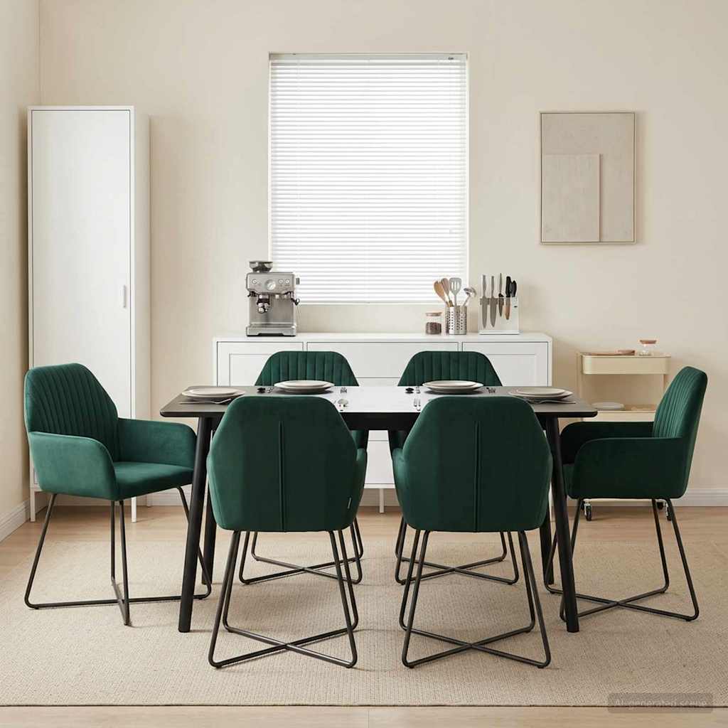 Eettafelstoelen 4 pcs fluweel Donkergroen 55 x 50 x 84 cm is nu te koop bij PeponiXL, paradijselijk wonen!