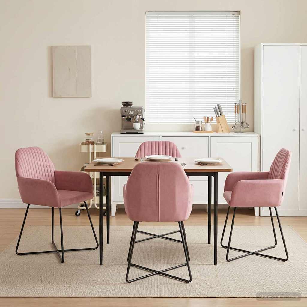 Eettafelstoelen 4 pcs fluweel Roze 55 x 50 x 84 cm is nu te koop bij PeponiXL, paradijselijk wonen!