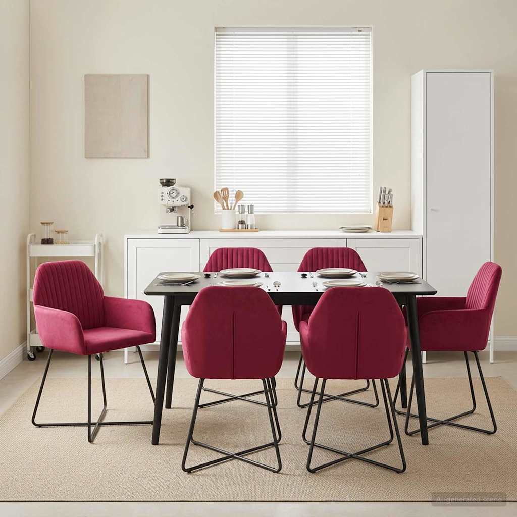 Eettafelstoelen 4 pcs fluweel Wijnrood 55 x 50 x 84 cm is nu te koop bij PeponiXL, paradijselijk wonen!