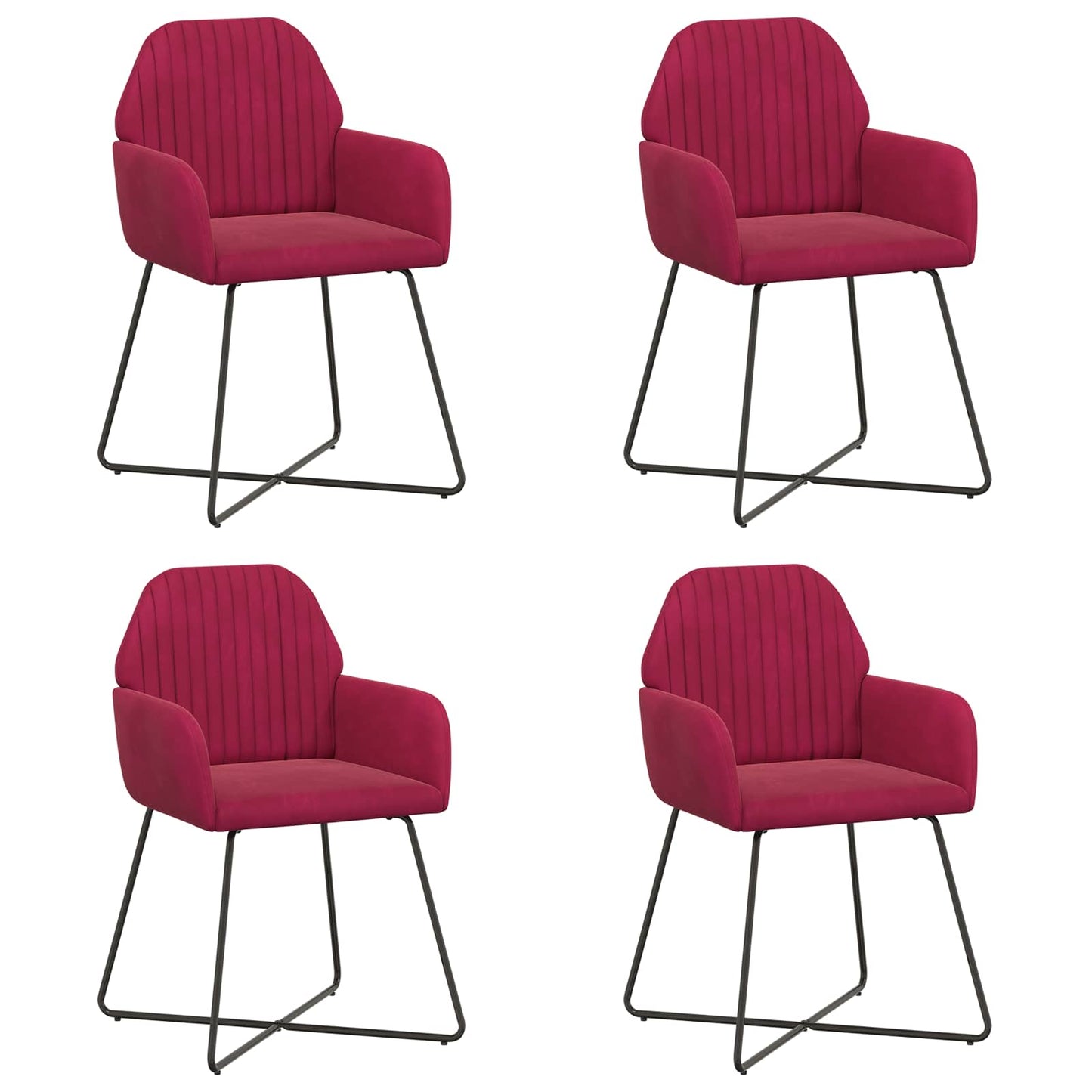 Eettafelstoelen 4 pcs fluweel Wijnrood 55 x 50 x 84 cm is nu te koop bij PeponiXL, paradijselijk wonen!