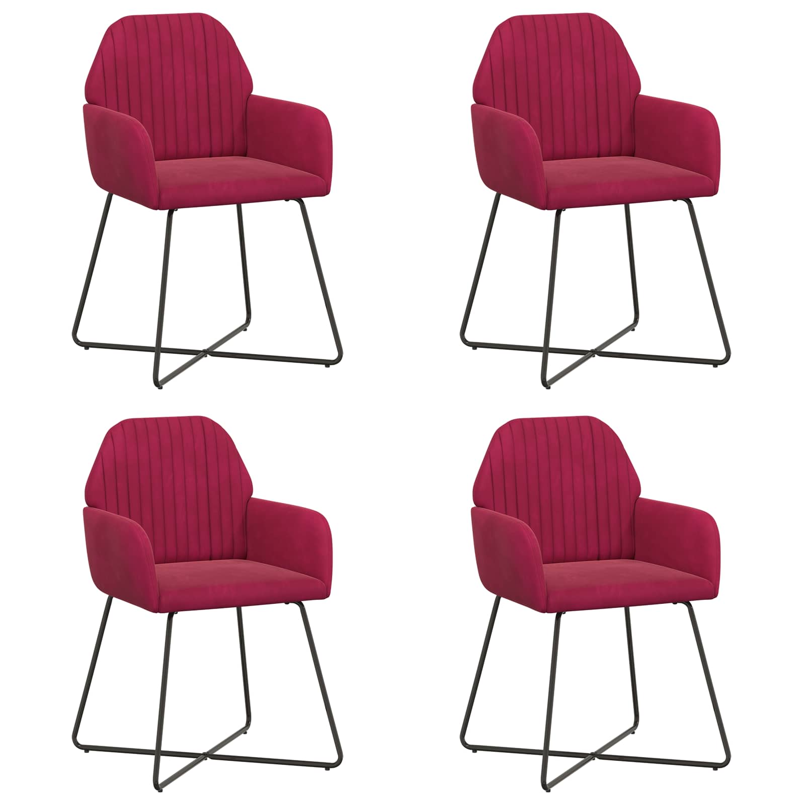 Eettafelstoelen 4 pcs fluweel Wijnrood 55 x 50 x 84 cm is nu te koop bij PeponiXL, paradijselijk wonen!