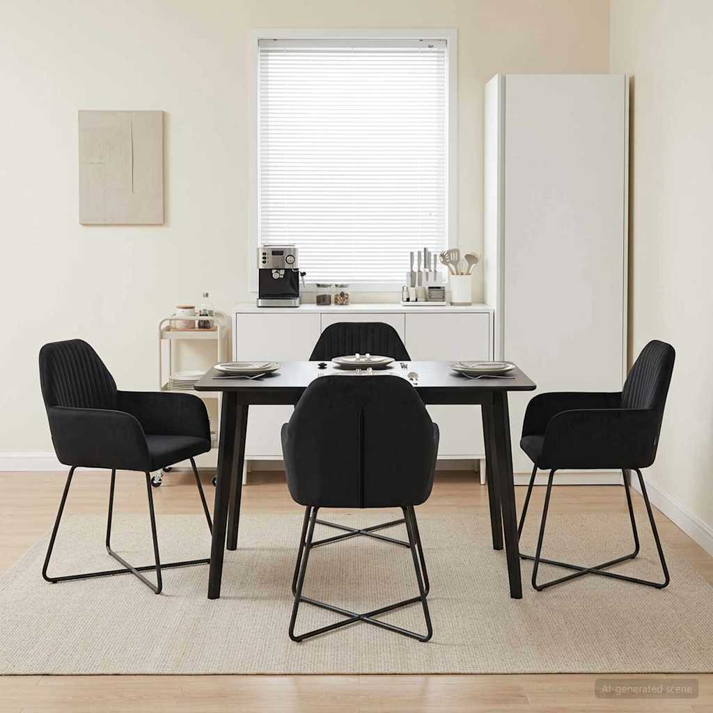 Eettafelstoelen 4 pcs fluweel Zwart 55 x 50 x 84 cm is nu te koop bij PeponiXL, paradijselijk wonen!