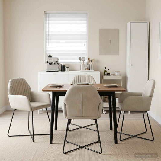 Eettafelstoelen 4 pcs fluweel Crèmekleurig 55 x 50 x 84 cm is nu te koop bij PeponiXL, paradijselijk wonen!