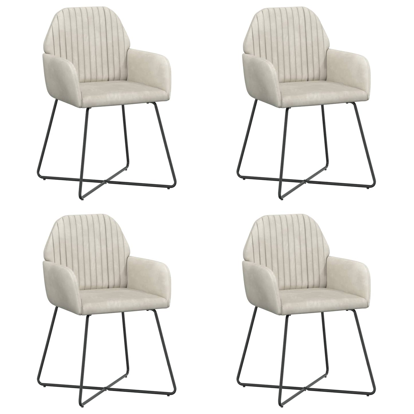 Eettafelstoelen 4 pcs fluweel Crèmekleurig 55 x 50 x 84 cm is nu te koop bij PeponiXL, paradijselijk wonen!