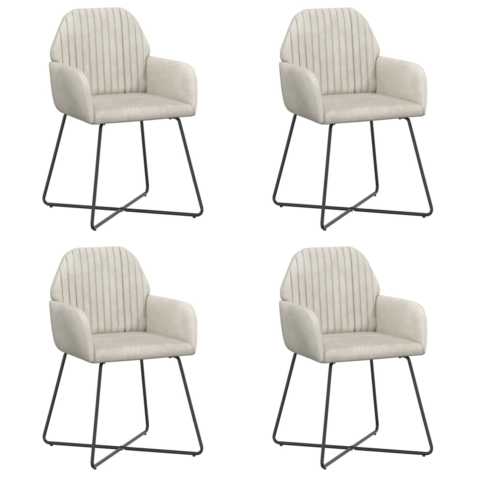 Eettafelstoelen 4 pcs fluweel Crèmekleurig 55 x 50 x 84 cm is nu te koop bij PeponiXL, paradijselijk wonen!