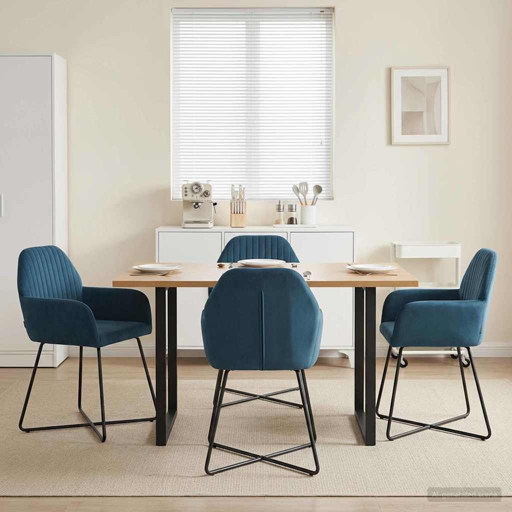 Eettafelstoelen 4 pcs fluweel Blauw 55 x 50 x 84 cm is nu te koop bij PeponiXL, paradijselijk wonen!