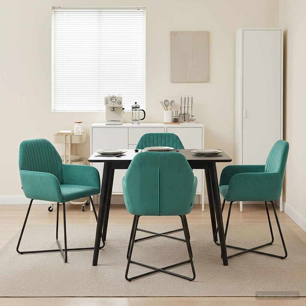 Eettafelstoelen 4 pcs fluweel Turquoise 55 x 50 x 84 cm is nu te koop bij PeponiXL, paradijselijk wonen!
