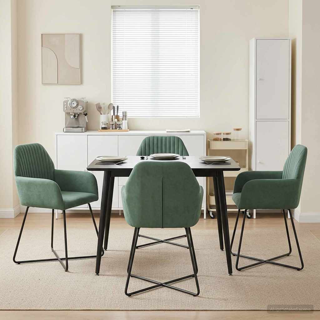 Eettafelstoelen 4 pcs fluweel Zeegroen 55 x 50 x 84 cm is nu te koop bij PeponiXL, paradijselijk wonen!