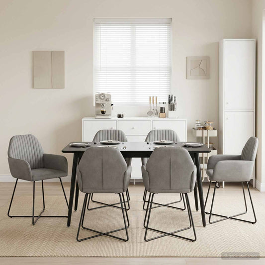 Eettafelstoelen 6 pcs fluweel Lichtgrijs 55 x 50 x 84 cm is nu te koop bij PeponiXL, paradijselijk wonen!
