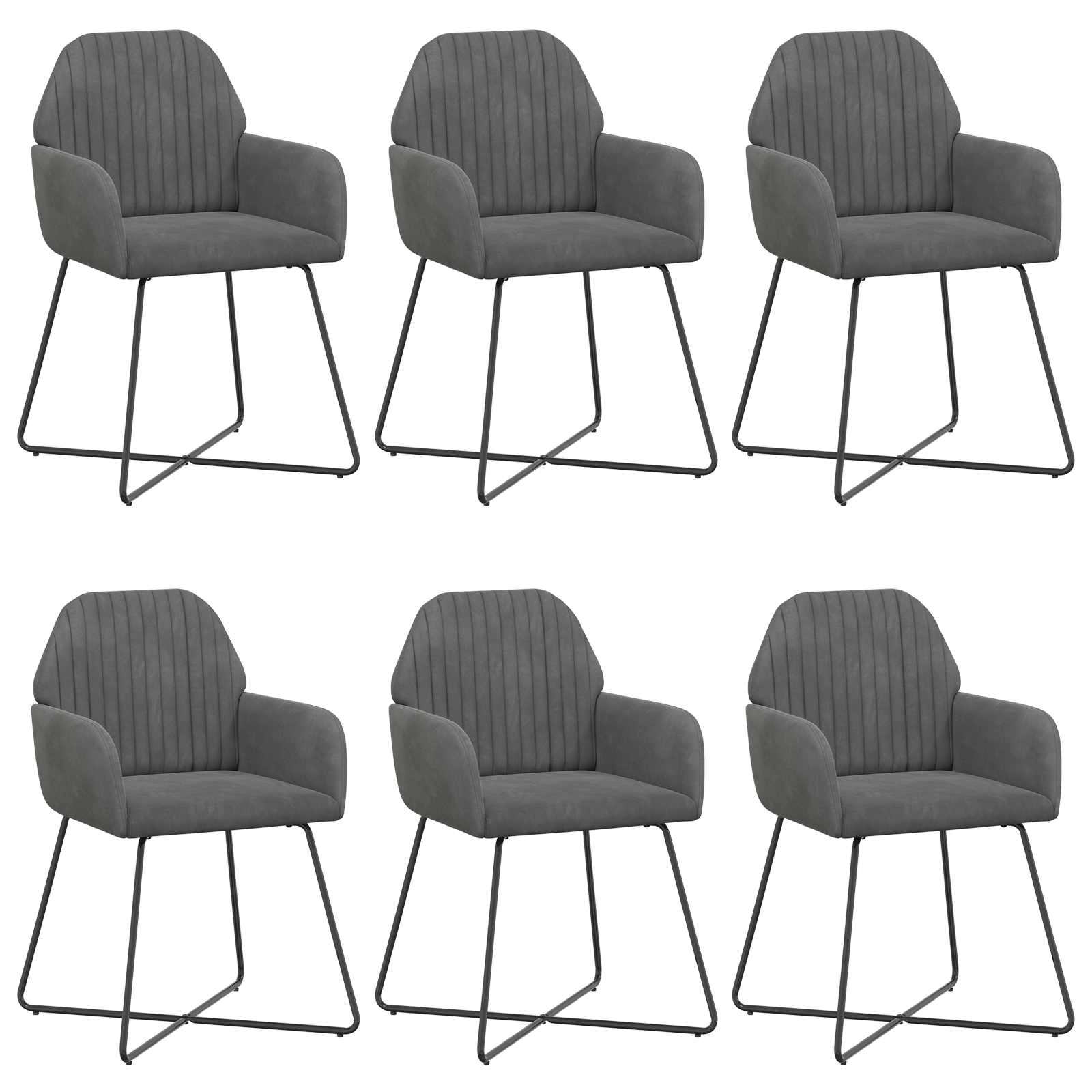 Eettafelstoelen 6 pcs fluweel Donkergrijs 55 x 50 x 84 cm is nu te koop bij PeponiXL, paradijselijk wonen!