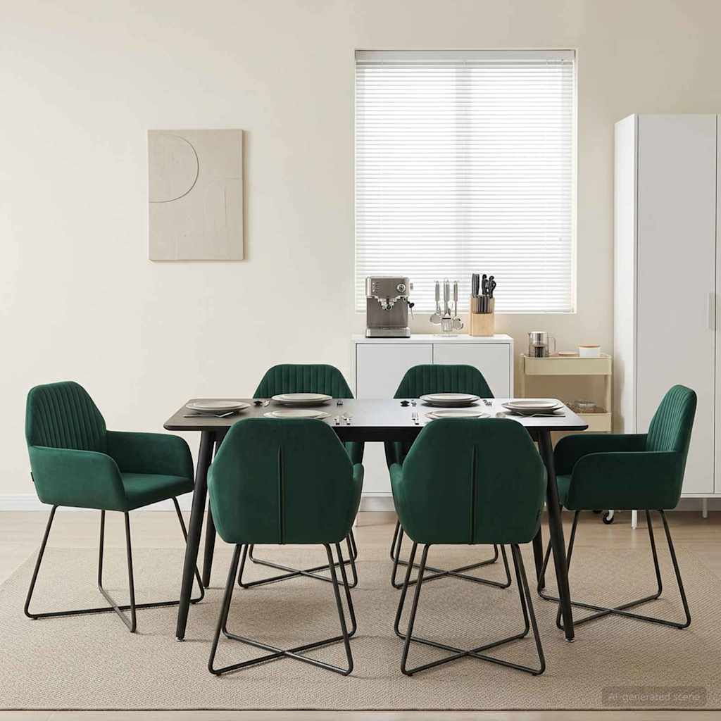 Eettafelstoelen 6 pcs fluweel Donkergroen 55 x 50 x 84 cm is nu te koop bij PeponiXL, paradijselijk wonen!