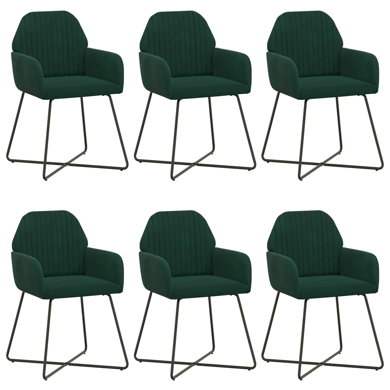 Eettafelstoelen 6 pcs fluweel Donkergroen 55 x 50 x 84 cm is nu te koop bij PeponiXL, paradijselijk wonen!
