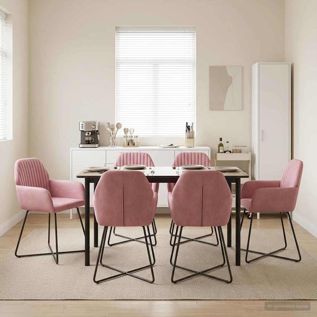 Eettafelstoelen 6 pcs fluweel Roze 55 x 50 x 84 cm is nu te koop bij PeponiXL, paradijselijk wonen!