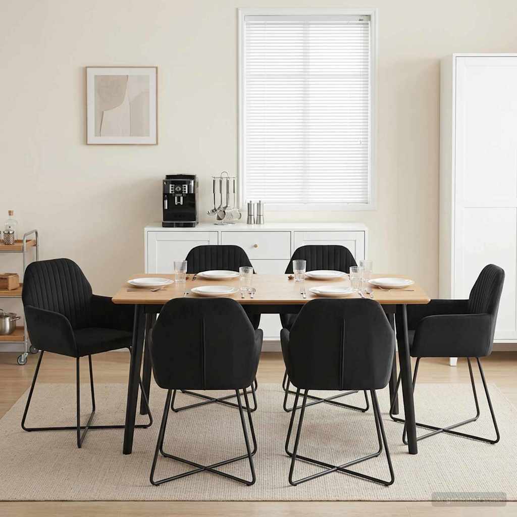 Eettafelstoelen 6 pcs fluweel Zwart 55 x 50 x 84 cm is nu te koop bij PeponiXL, paradijselijk wonen!