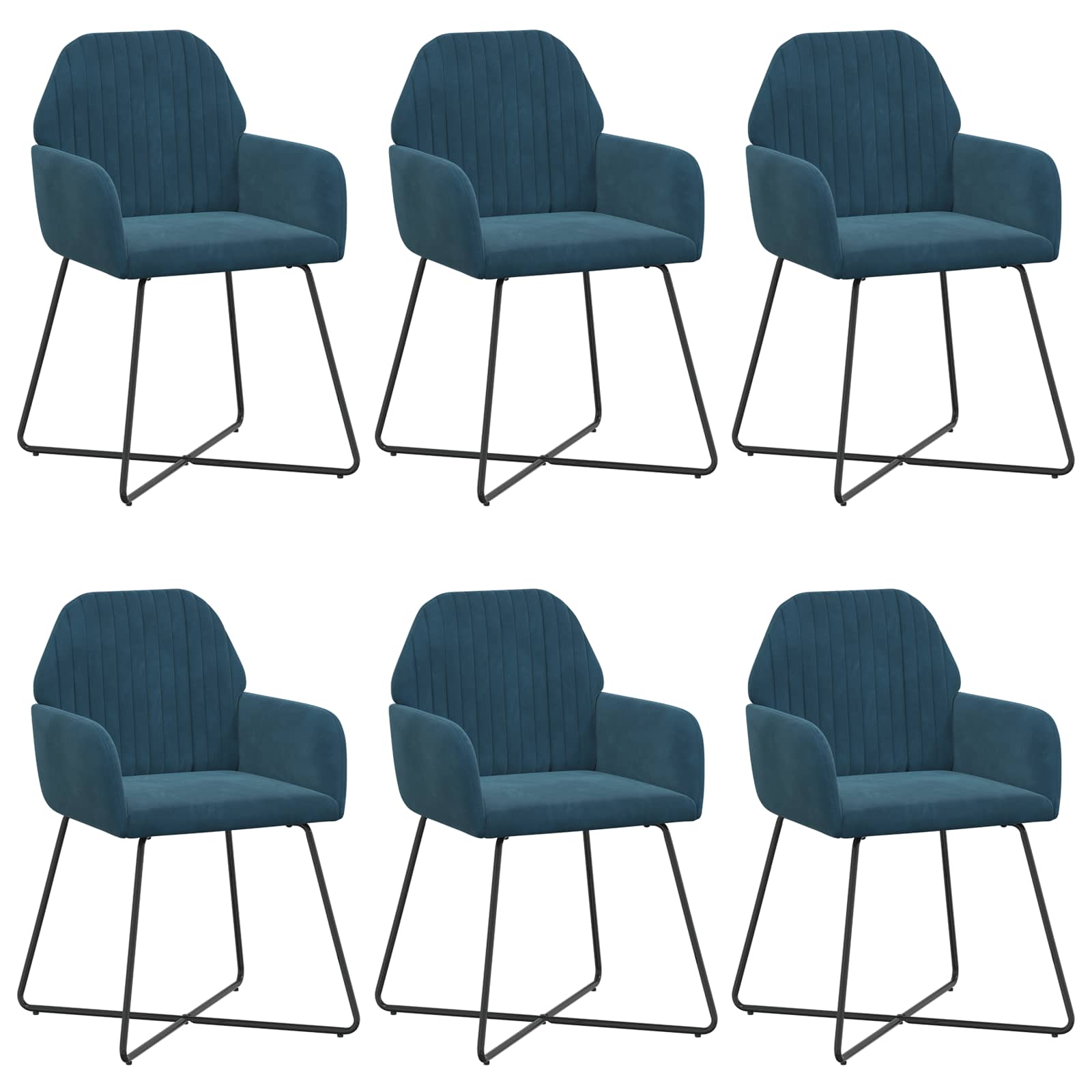 Eettafelstoelen 6 pcs fluweel Blauw 55 x 50 x 84 cm is nu te koop bij PeponiXL, paradijselijk wonen!