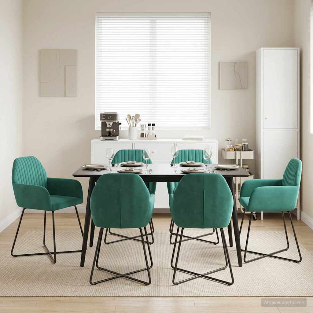 Eettafelstoelen 6 pcs fluweel Turquoise 55 x 50 x 84 cm is nu te koop bij PeponiXL, paradijselijk wonen!