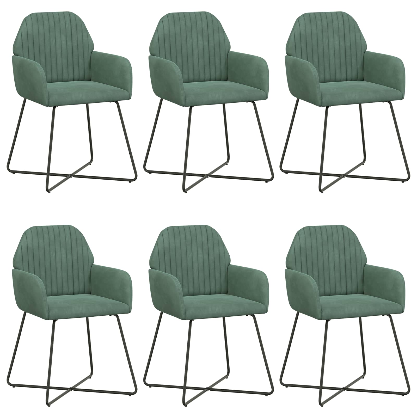 Eettafelstoelen 6 pcs fluweel Zeegroen 55 x 50 x 84 cm is nu te koop bij PeponiXL, paradijselijk wonen!