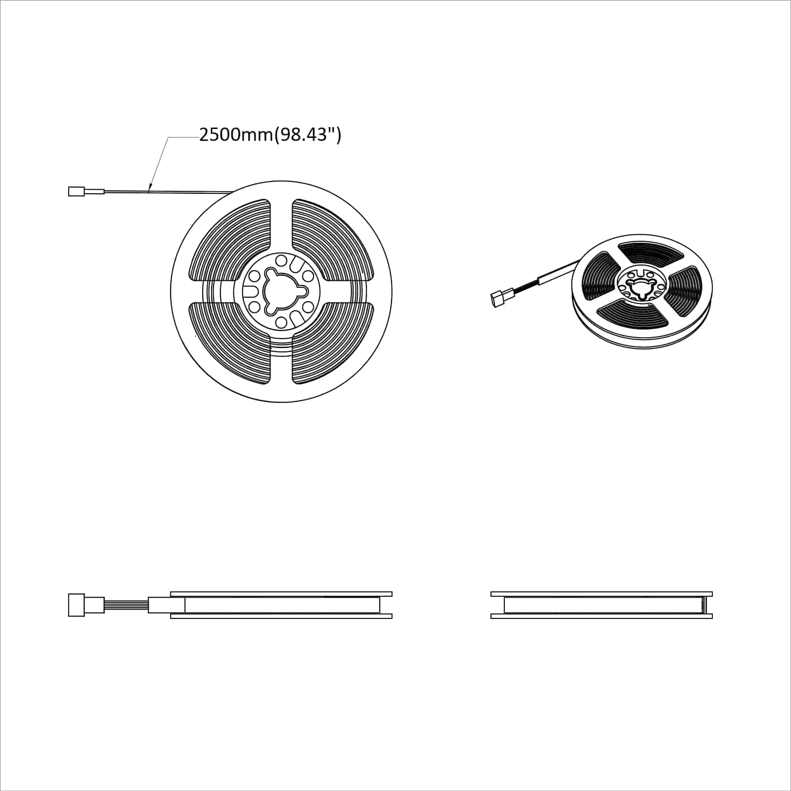 LED-strip 2 pcs Zwart en transparant 2500 mm Koper en kunststof is nu te koop bij PeponiXL, paradijselijk wonen!