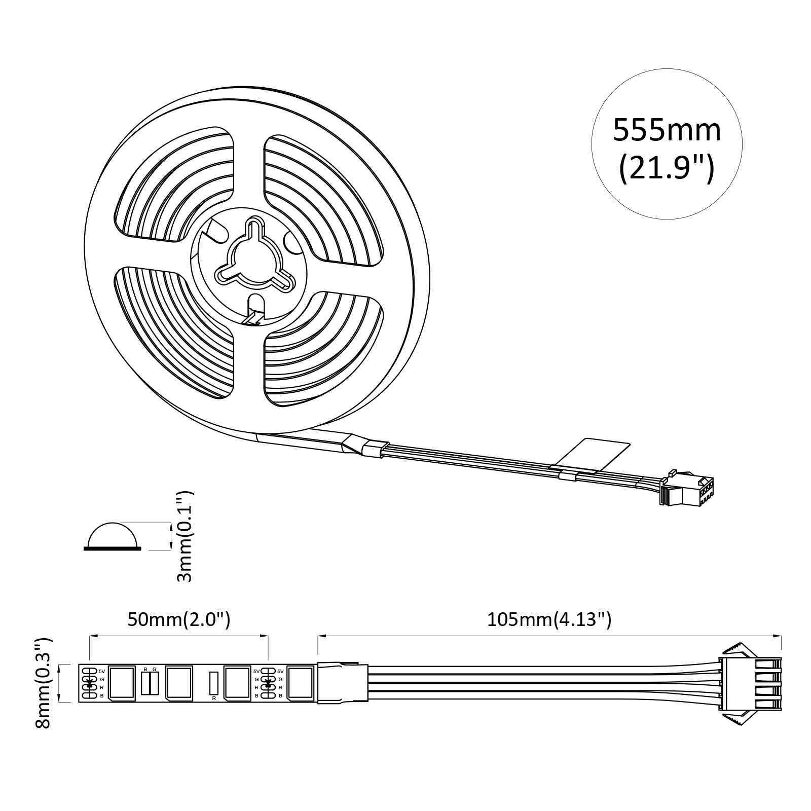 LED-strip 2 pcs Zwart en transparant 550 mm Koper en kunststof is nu te koop bij PeponiXL, paradijselijk wonen!