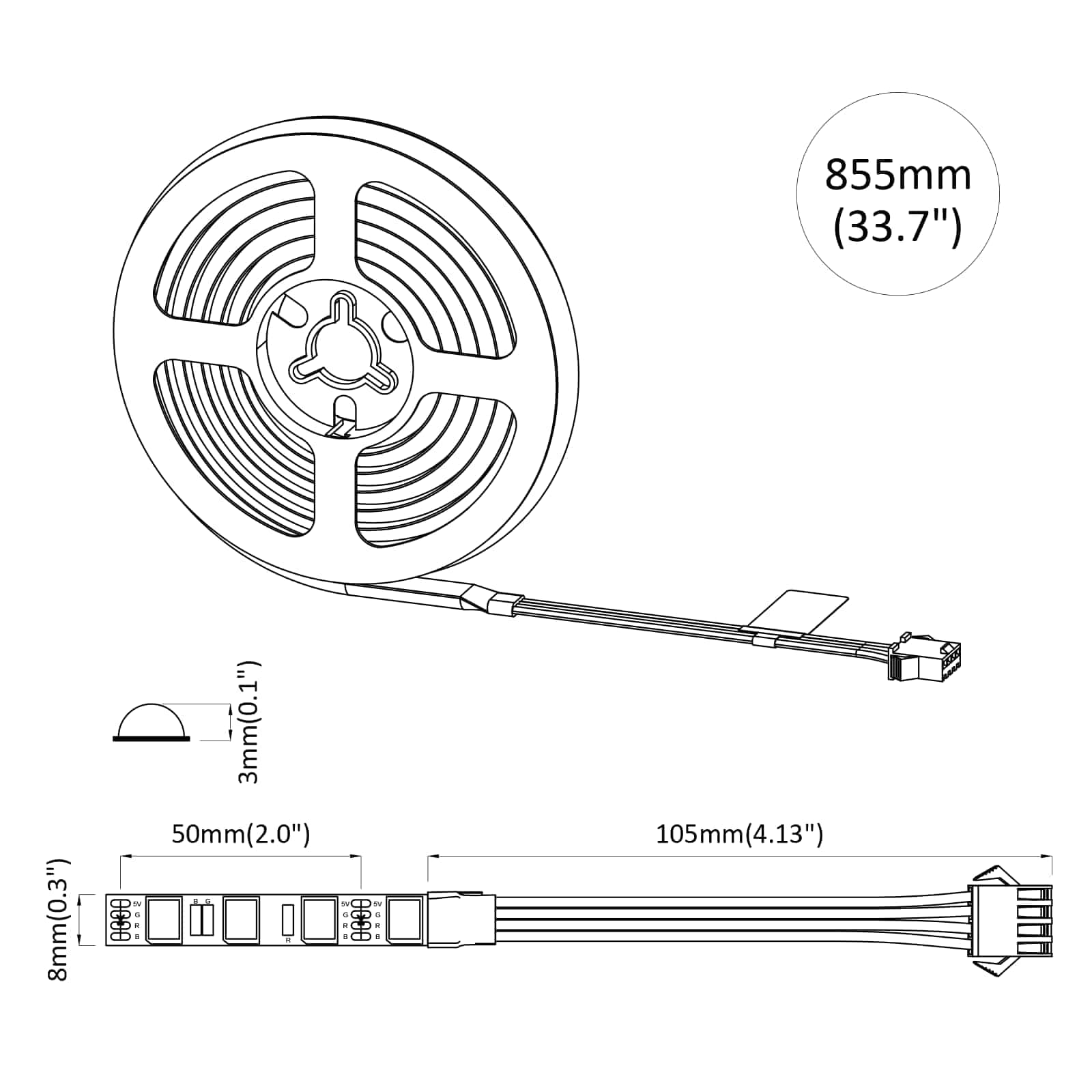 LED-strip 2 pcs Zwart en transparant 750 mm Koper en kunststof is nu te koop bij PeponiXL, paradijselijk wonen!