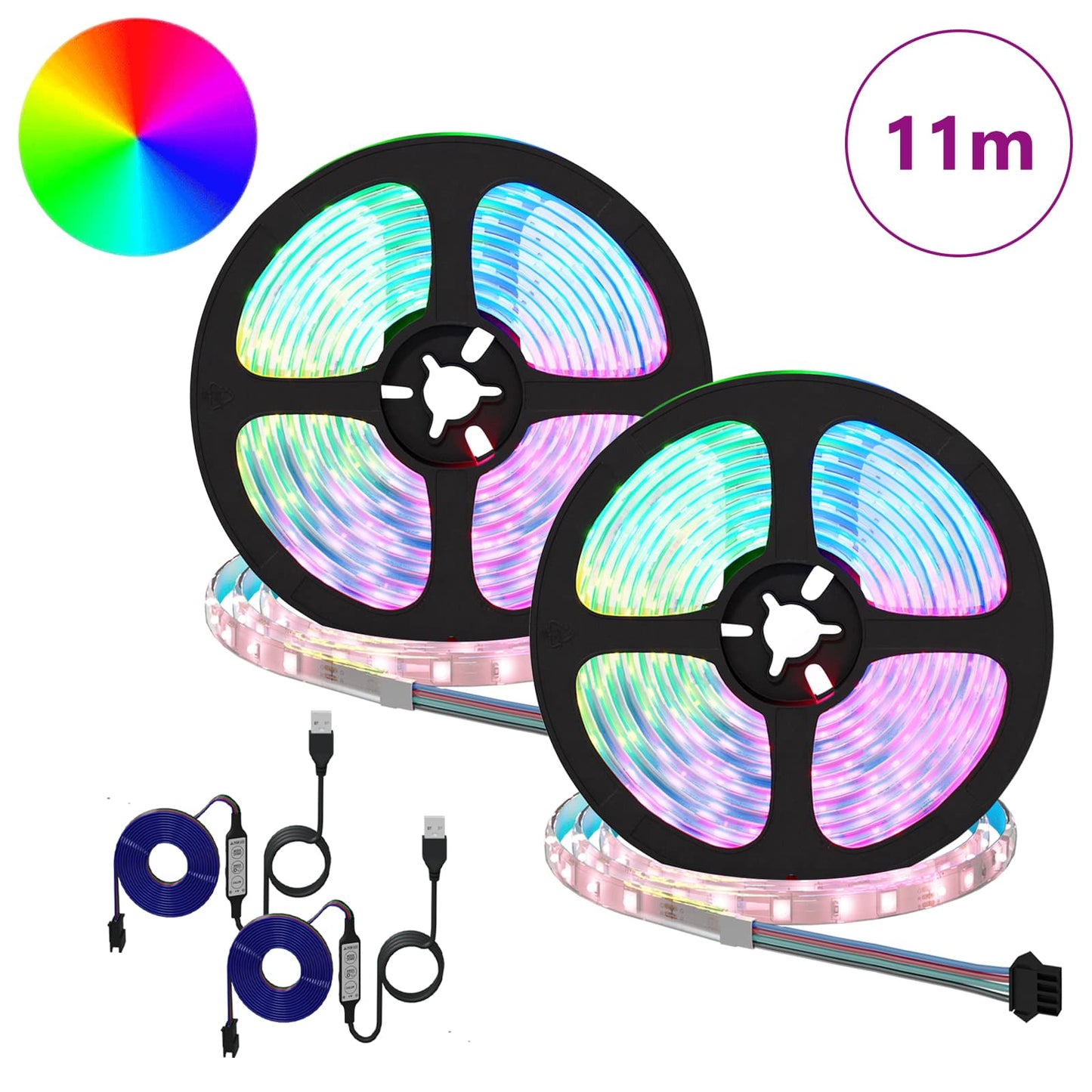 LED-strip 2 pcs Zwart en transparant 5500 mm Koper en kunststof is nu te koop bij PeponiXL, paradijselijk wonen!