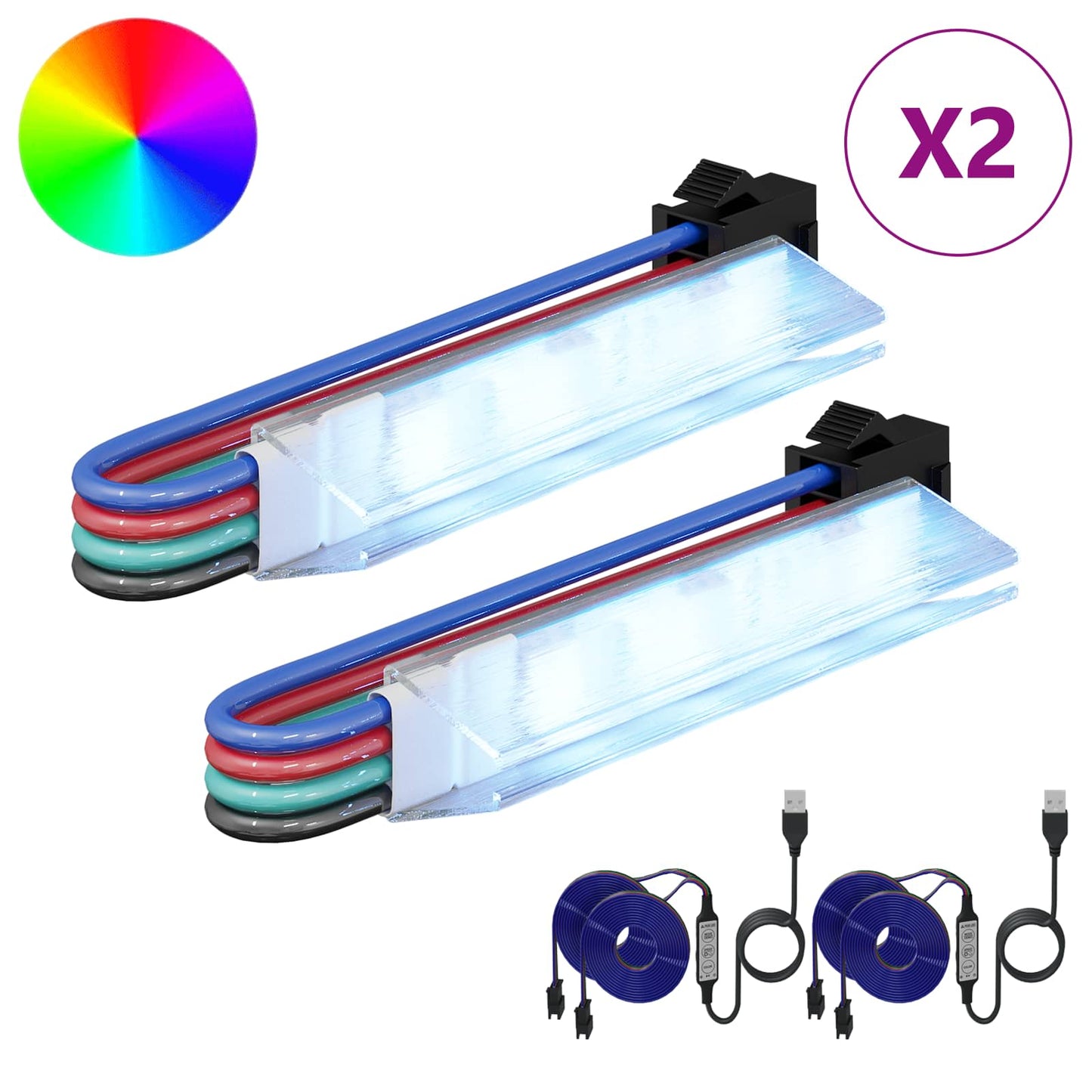 LED-strip 2 pcs Zwart en Multikleur 1745 mm Koper en kunststof is nu te koop bij PeponiXL, paradijselijk wonen!