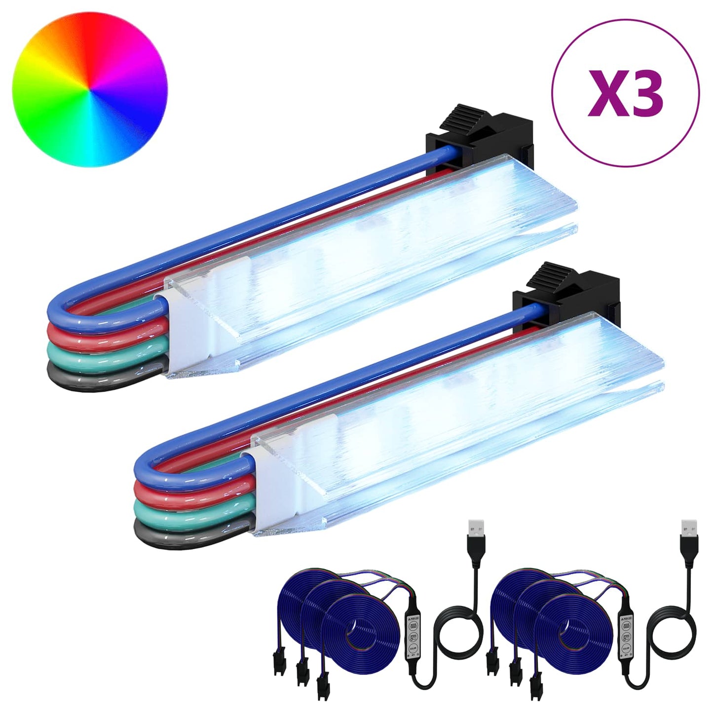LED-strip 2 pcs Zwart en Multikleur 1745 mm Koper en kunststof is nu te koop bij PeponiXL, paradijselijk wonen!