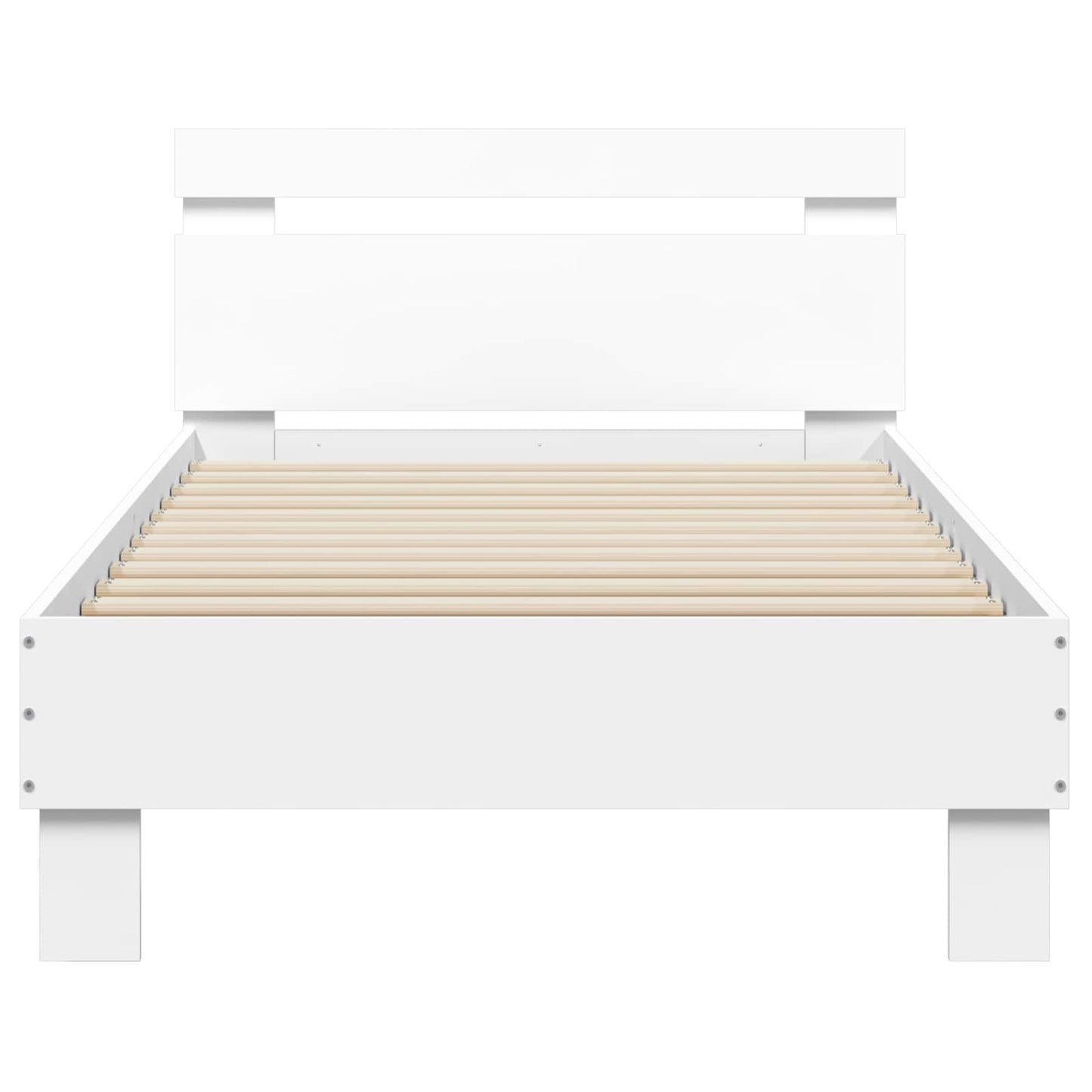 Bedframe met LED-stripverlichting Wit Bewerkt hout