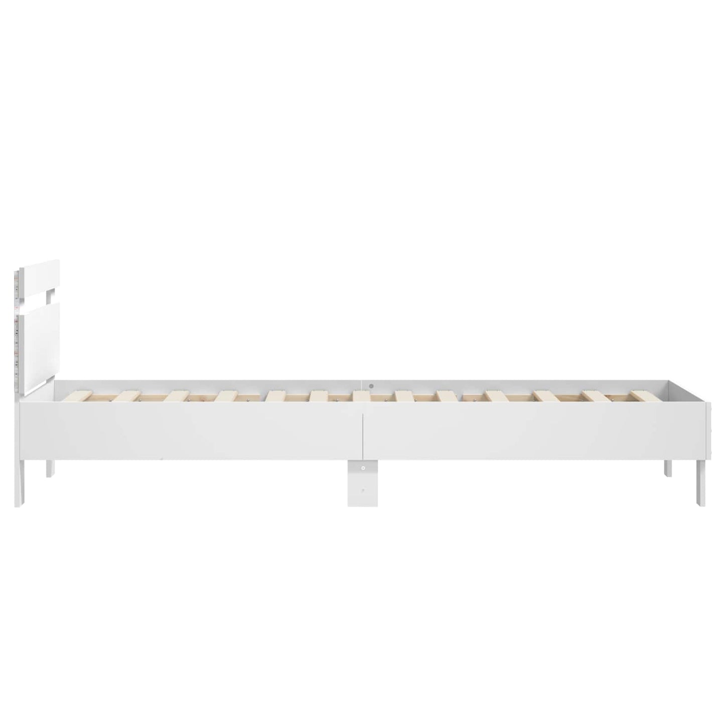 Bedframe met LED-stripverlichting Wit Bewerkt hout