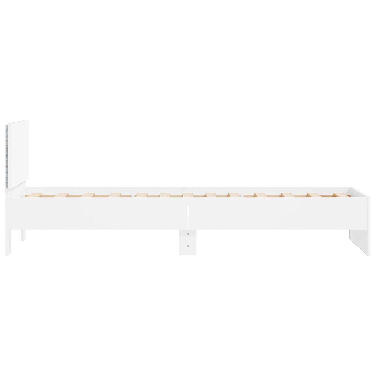 Bedframe met LED-stripverlichting Wit Bewerkt hout