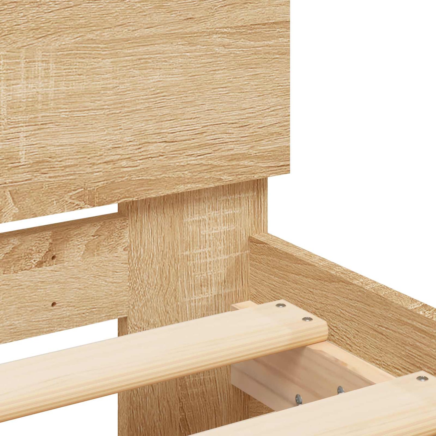 Bedframe met LED-stripverlichting Sonoma Eiken Bewerkt hout