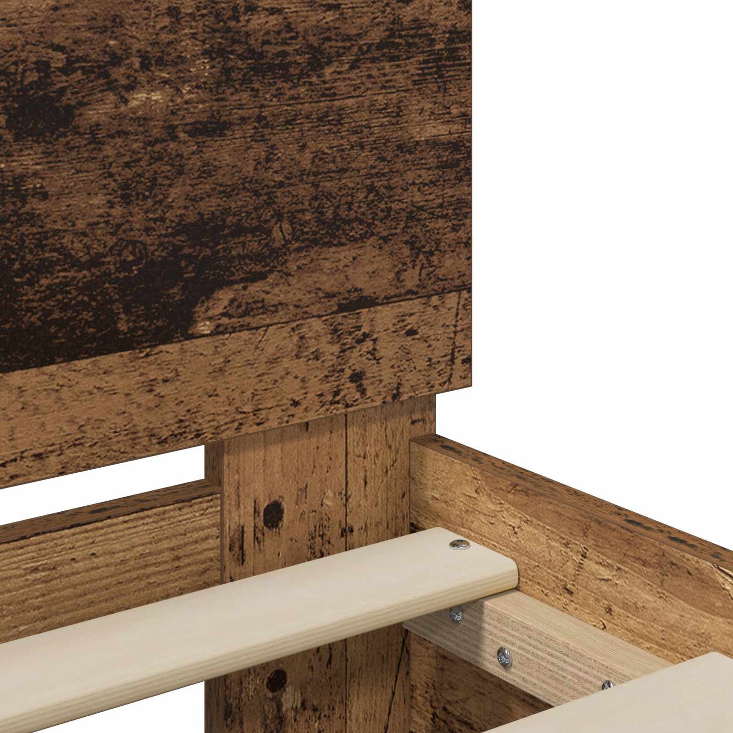 Bedframe met LED-stripverlichting Oud hout Bewerkt hout