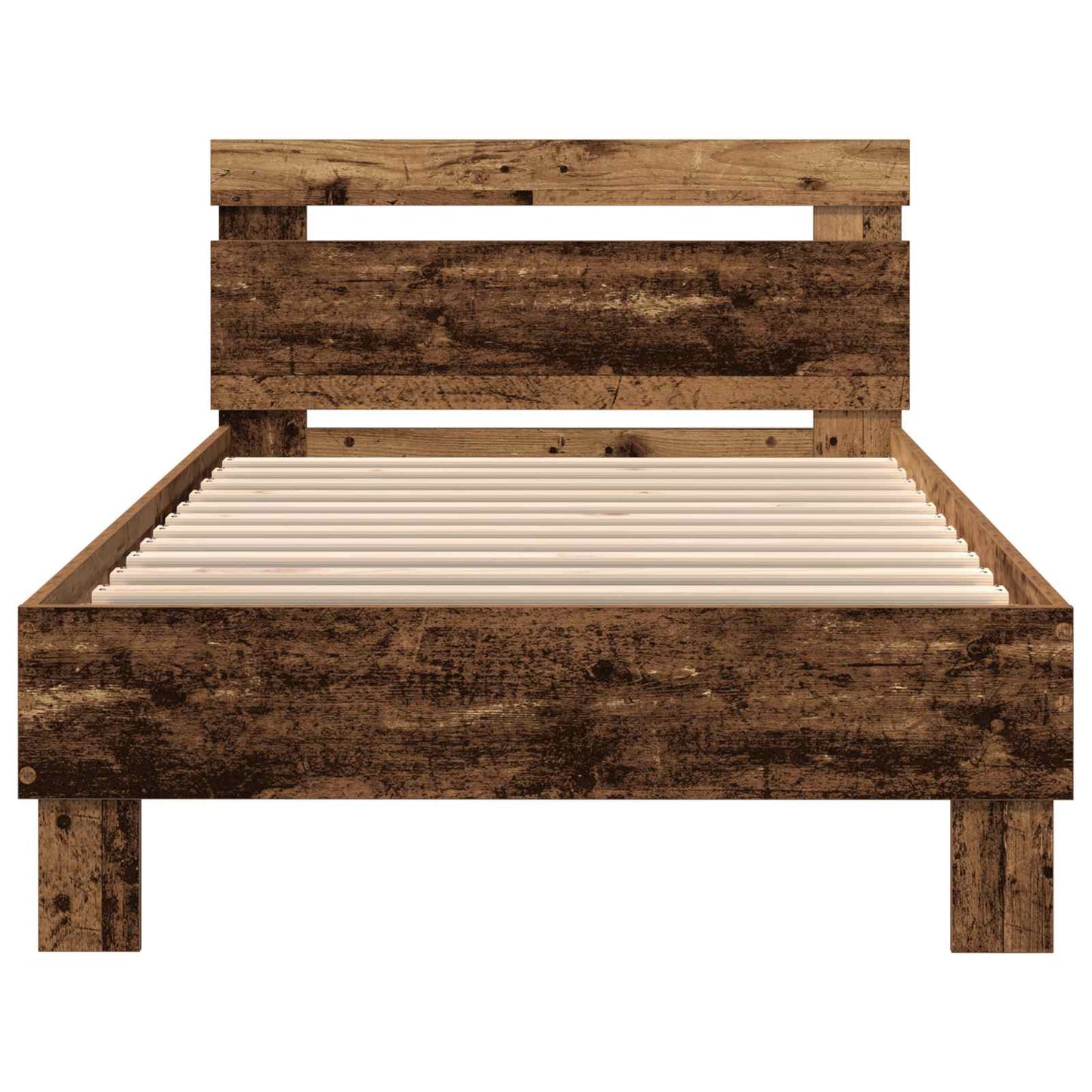 Bedframe met LED-stripverlichting Oud hout Bewerkt hout